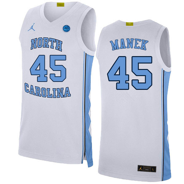 Men #45 Brady Manek North Carolina Tar Heels College Basketball Jerseys Sale-White - Click Image to Close